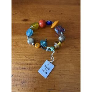 Colorful Glass Bead Stretch Made in India Multi Color Artisan Style Jewelry